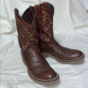 Justin Tekno Crepe Smooth Ostritch Round Toe Boots